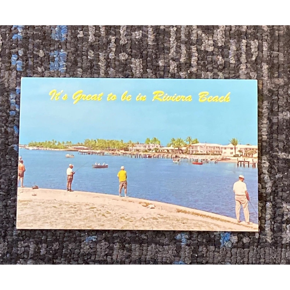 Vintage Riviera Beach Postcard Florida Unposted Fishing Pier Ocean